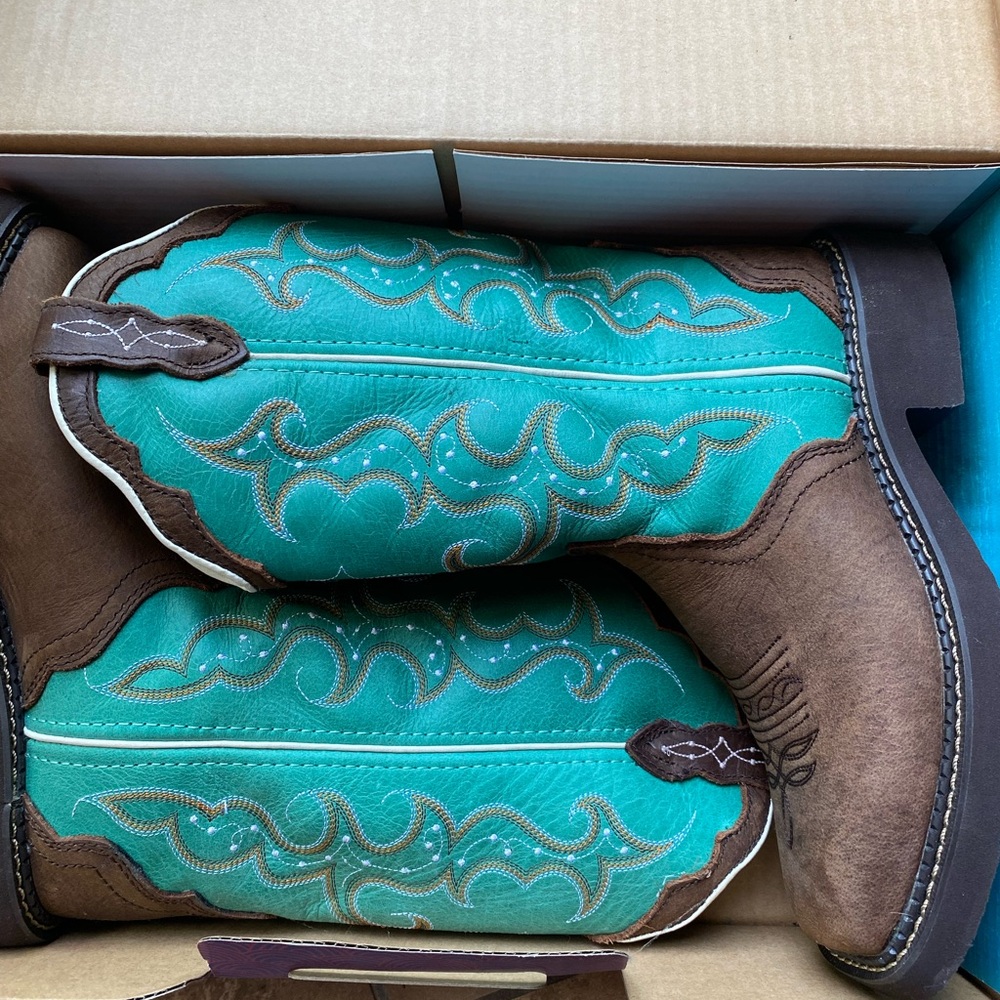 Turquoise and Brown Western Boots